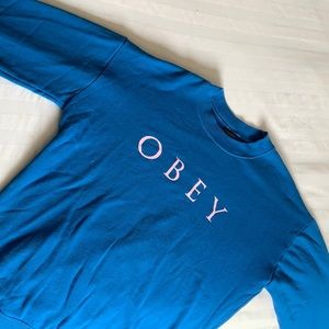 Blue & Pink Obey crew neck